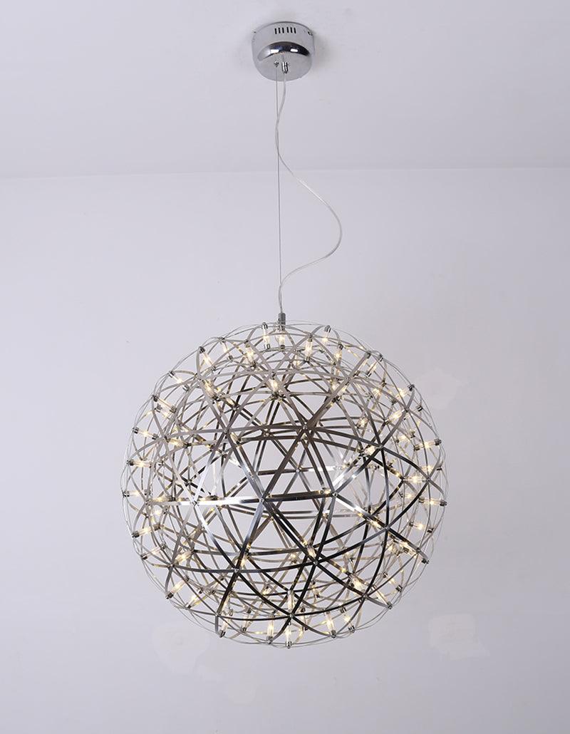 LED Hanglamp Bol Zilver Sfeerverlichting Moderne Lichtbol met Dimbare Lichtpunten Transparante Kristalbol Decoratief Scandinavisch Warm Wit Industrieel Design Interieurlamp