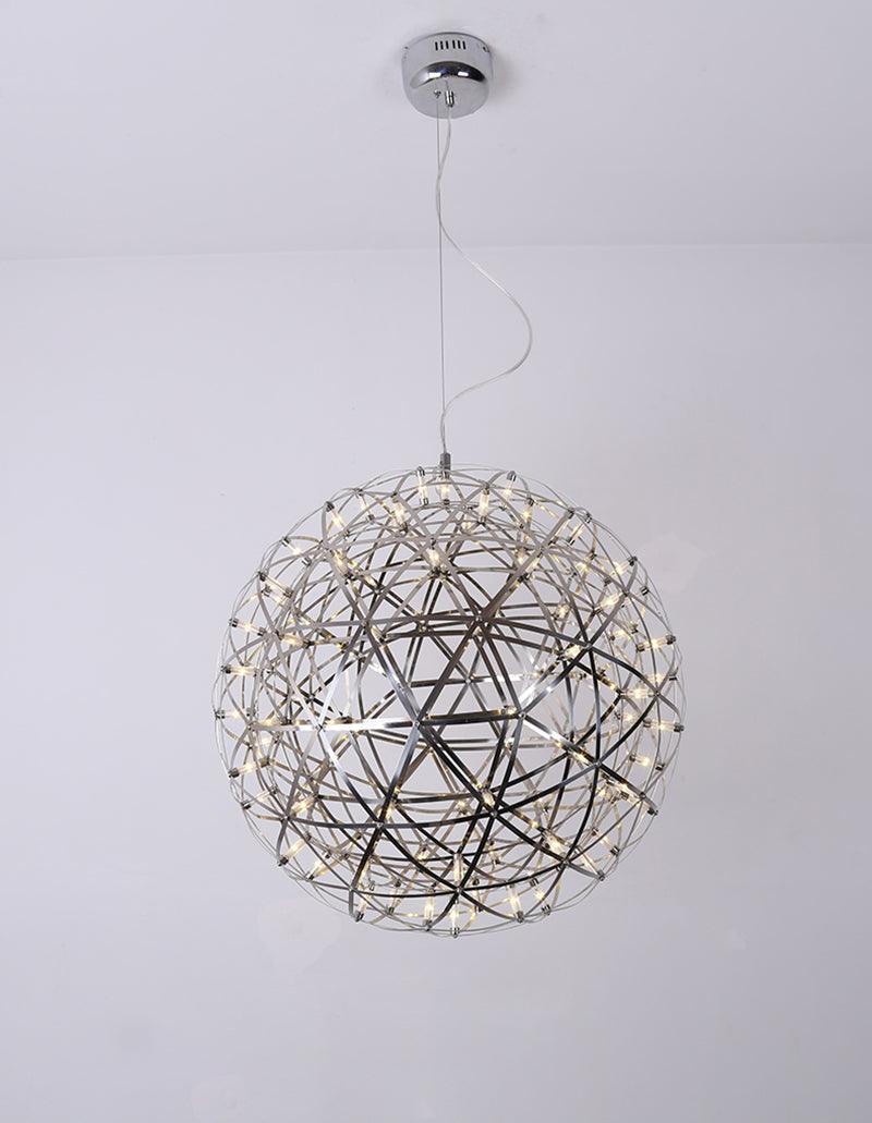 LED Hanglamp Bol Zilver Sfeerverlichting Moderne Lichtbol met Dimbare Lichtpunten Transparante Kristalbol Decoratief Scandinavisch Warm Wit Industrieel Design Interieurlamp