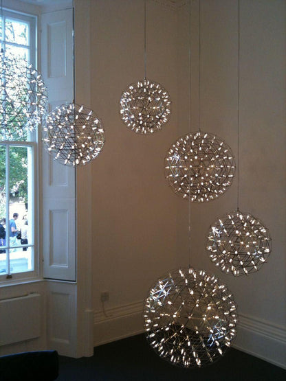 LED Hanglamp Bol Zilver Sfeerverlichting Moderne Lichtbol met Dimbare Lichtpunten Transparante Kristalbol Decoratief Scandinavisch Warm Wit Industrieel Design Interieurlamp