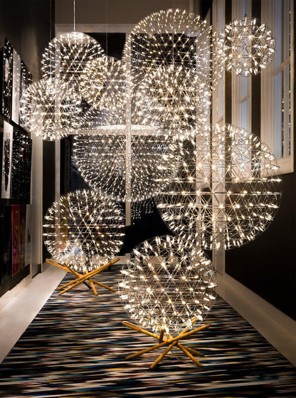 LED Hanglamp Bol Zilver Sfeerverlichting Moderne Lichtbol met Dimbare Lichtpunten Transparante Kristalbol Decoratief Scandinavisch Warm Wit Industrieel Design Interieurlamp