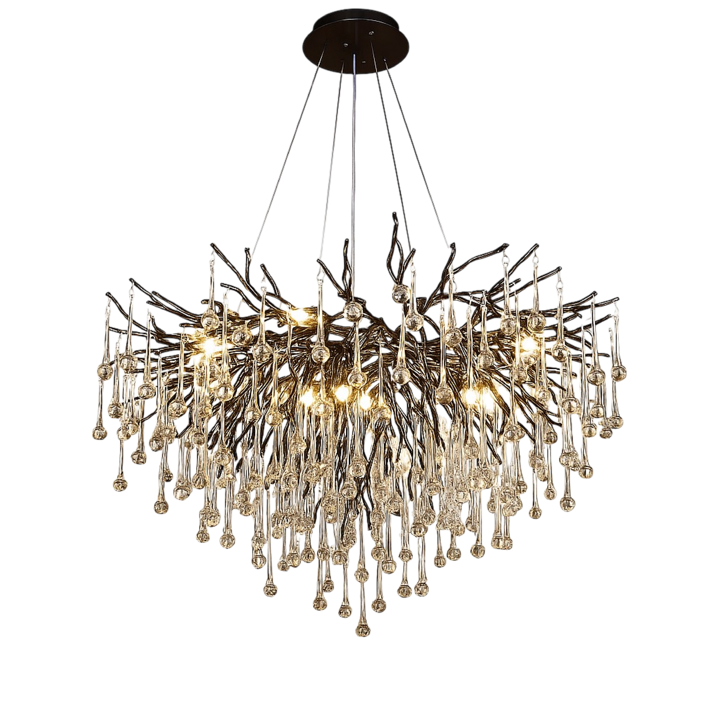 Zwarte kroonluchter raindrop aluminium kristal 60-120 cm woonkamer eetkamer luxe verlichting grote ruimte design