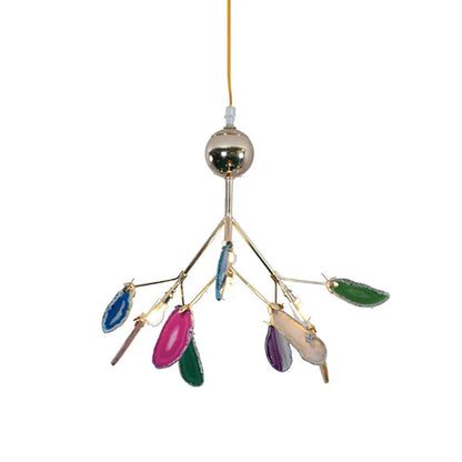 Agaat Kristal Kroonluchter met Natuursteen – Exclusieve Hanglamp voor Eetkamer, Woonkamer en Kantoor
