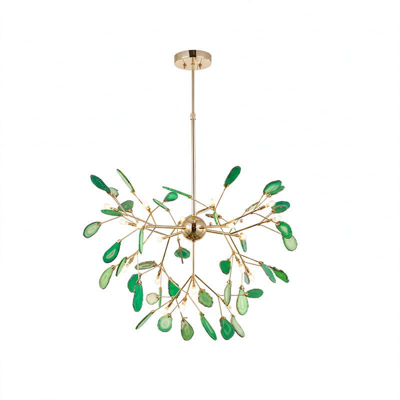 Agaat Kristal Kroonluchter met Natuursteen – Exclusieve Hanglamp voor Eetkamer, Woonkamer en Kantoor