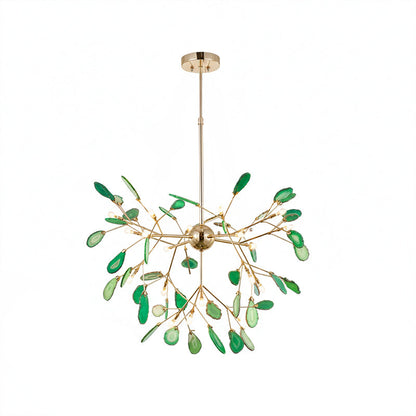 Agaat Kristal Kroonluchter met Natuursteen – Exclusieve Hanglamp voor Eetkamer, Woonkamer en Kantoor