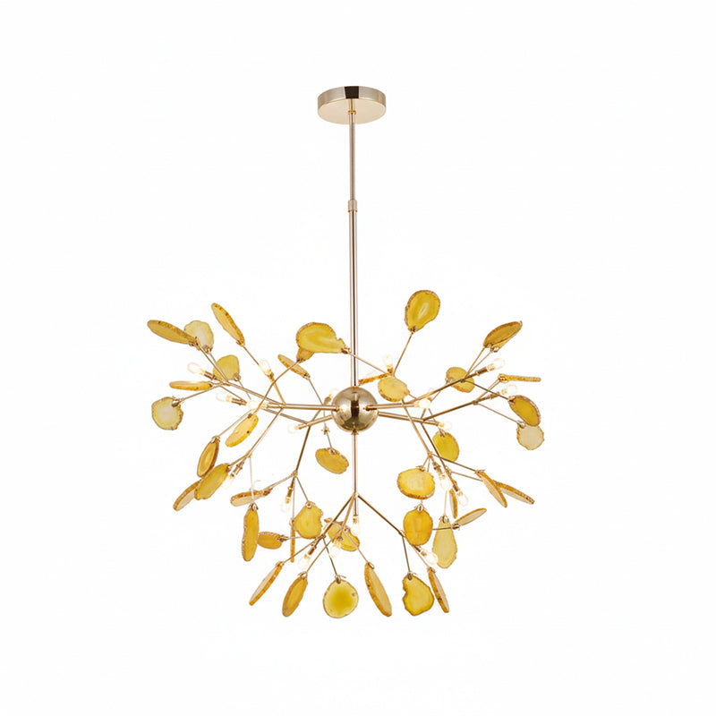 Agaat Kristal Kroonluchter met Natuursteen – Exclusieve Hanglamp voor Eetkamer, Woonkamer en Kantoor