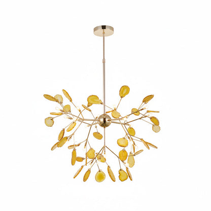 Agaat Kristal Kroonluchter met Natuursteen – Exclusieve Hanglamp voor Eetkamer, Woonkamer en Kantoor