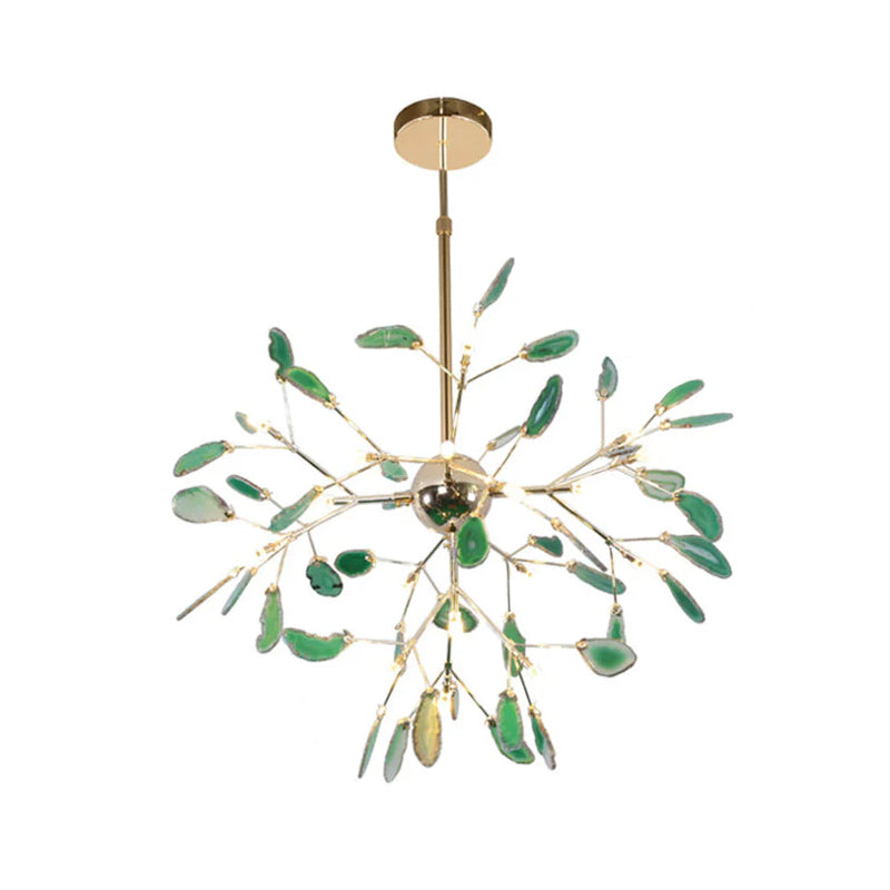 Agaat Kristal Kroonluchter met Natuursteen – Exclusieve Hanglamp voor Eetkamer, Woonkamer en Kantoor