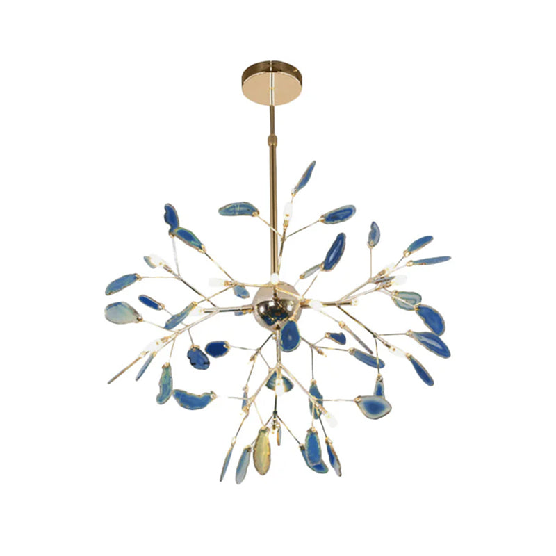 Agaat Kristal Kroonluchter met Natuursteen – Exclusieve Hanglamp voor Eetkamer, Woonkamer en Kantoor