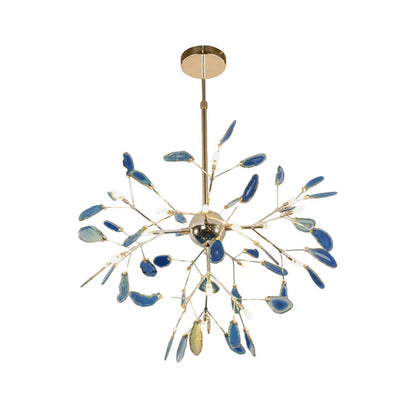 Agaat Kristal Kroonluchter met Natuursteen – Exclusieve Hanglamp voor Eetkamer, Woonkamer en Kantoor