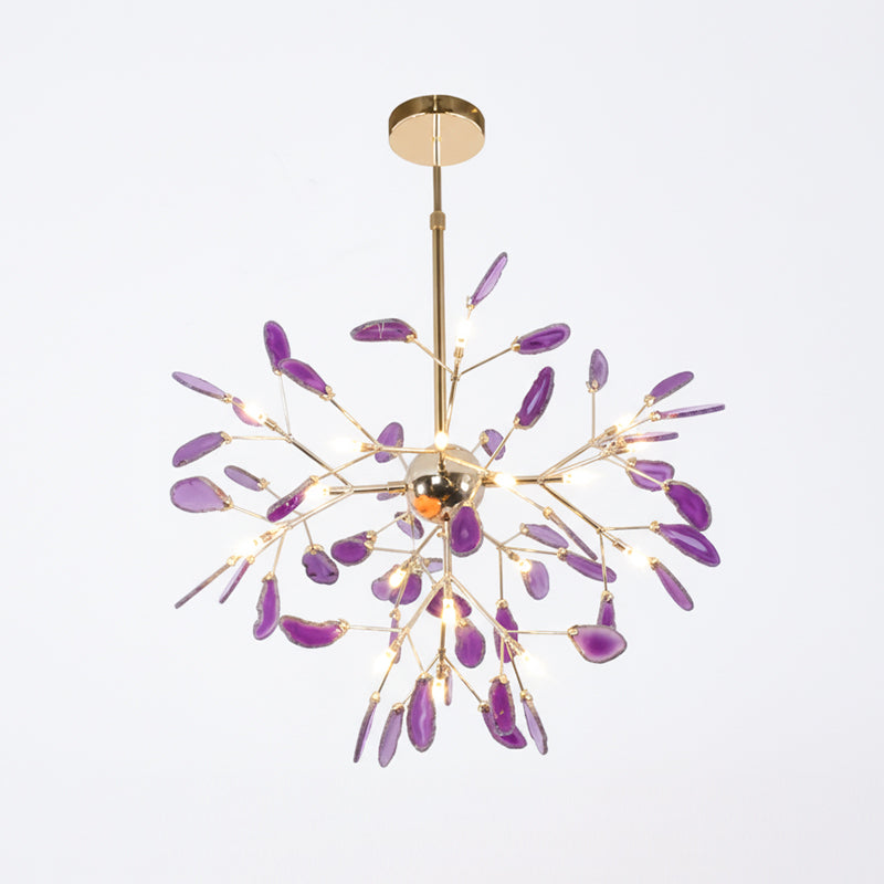 Agaat Kristal Kroonluchter met Natuursteen – Exclusieve Hanglamp voor Eetkamer, Woonkamer en Kantoor