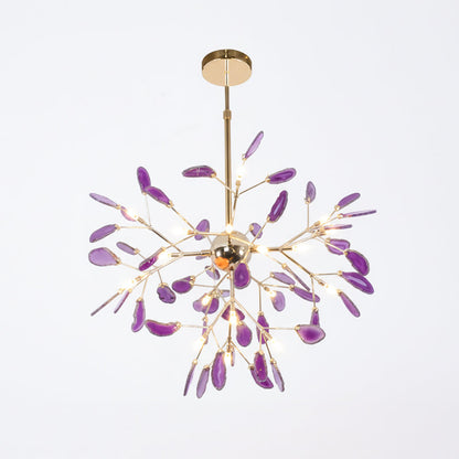 Agaat Kristal Kroonluchter met Natuursteen – Exclusieve Hanglamp voor Eetkamer, Woonkamer en Kantoor