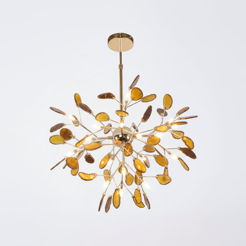 Agaat Kristal Kroonluchter met Natuursteen – Exclusieve Hanglamp voor Eetkamer, Woonkamer en Kantoor