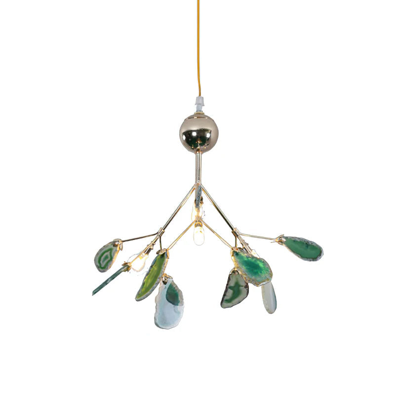 Agaat Kristal Kroonluchter met Natuursteen – Exclusieve Hanglamp voor Eetkamer, Woonkamer en Kantoor
