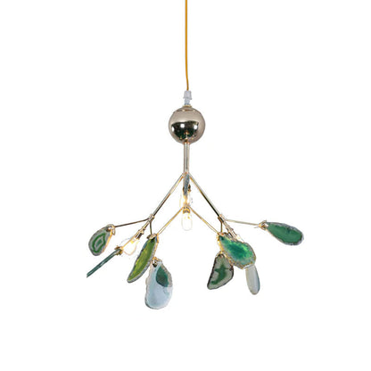 Agaat Kristal Kroonluchter met Natuursteen – Exclusieve Hanglamp voor Eetkamer, Woonkamer en Kantoor