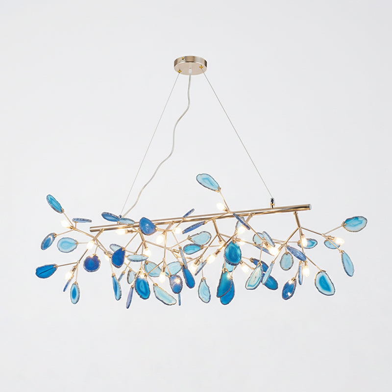 Agaat Kristal Kroonluchter met Natuursteen – Exclusieve Hanglamp voor Eetkamer, Woonkamer en Kantoor