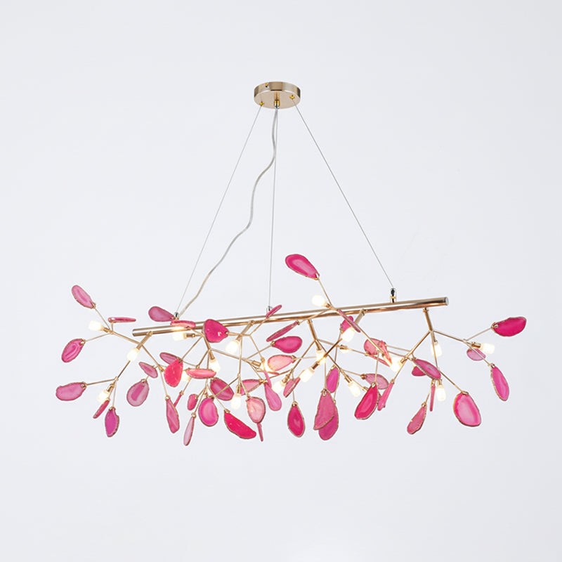 Agaat Kristal Kroonluchter met Natuursteen – Exclusieve Hanglamp voor Eetkamer, Woonkamer en Kantoor