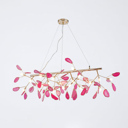 Agaat Kristal Kroonluchter met Natuursteen – Exclusieve Hanglamp voor Eetkamer, Woonkamer en Kantoor