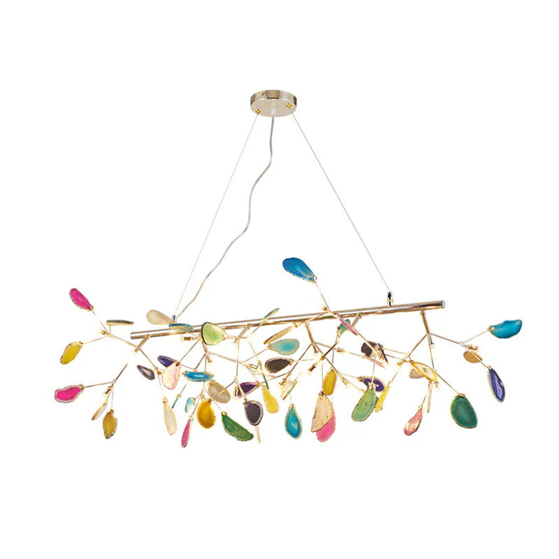 Agaat Kristal Kroonluchter met Natuursteen – Exclusieve Hanglamp voor Eetkamer, Woonkamer en Kantoor