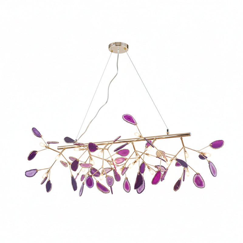 Agaat Kristal Kroonluchter met Natuursteen – Exclusieve Hanglamp voor Eetkamer, Woonkamer en Kantoor