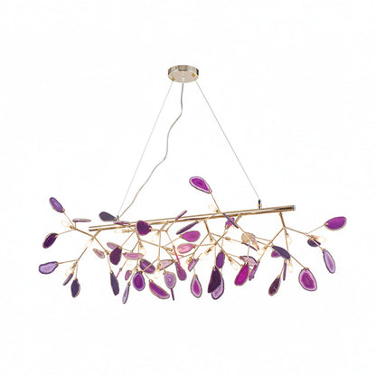 Agaat Kristal Kroonluchter met Natuursteen – Exclusieve Hanglamp voor Eetkamer, Woonkamer en Kantoor