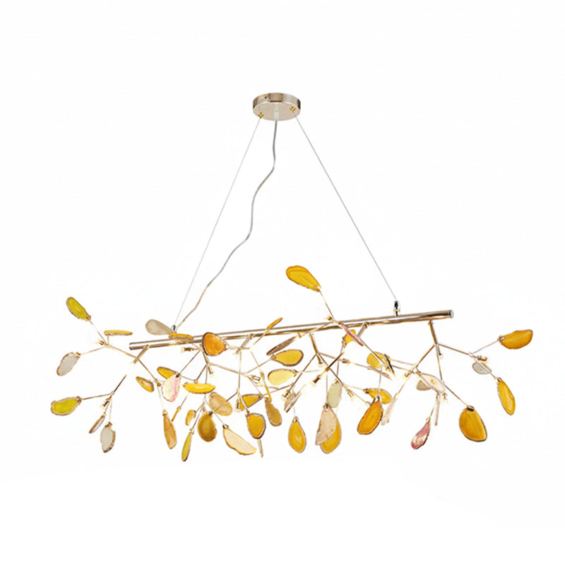 Agaat Kristal Kroonluchter met Natuursteen – Exclusieve Hanglamp voor Eetkamer, Woonkamer en Kantoor