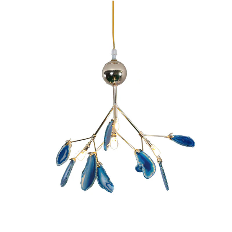 Agaat Kristal Kroonluchter met Natuursteen – Exclusieve Hanglamp voor Eetkamer, Woonkamer en Kantoor