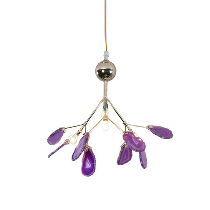 Agaat Kristal Kroonluchter met Natuursteen – Exclusieve Hanglamp voor Eetkamer, Woonkamer en Kantoor