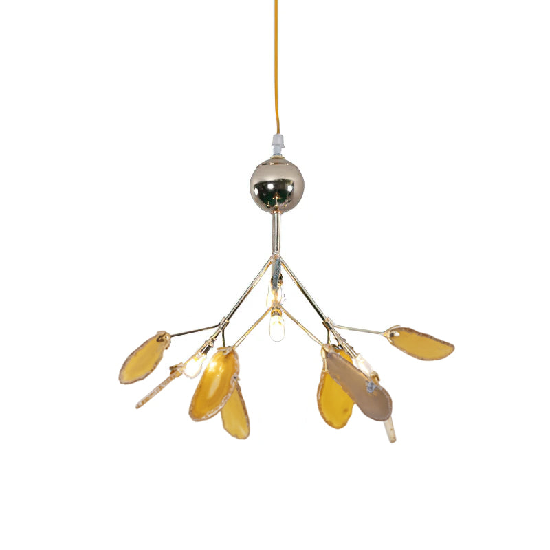 Agaat Kristal Kroonluchter met Natuursteen – Exclusieve Hanglamp voor Eetkamer, Woonkamer en Kantoor