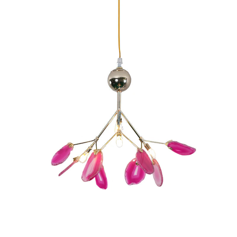 Agaat Kristal Kroonluchter met Natuursteen – Exclusieve Hanglamp voor Eetkamer, Woonkamer en Kantoor