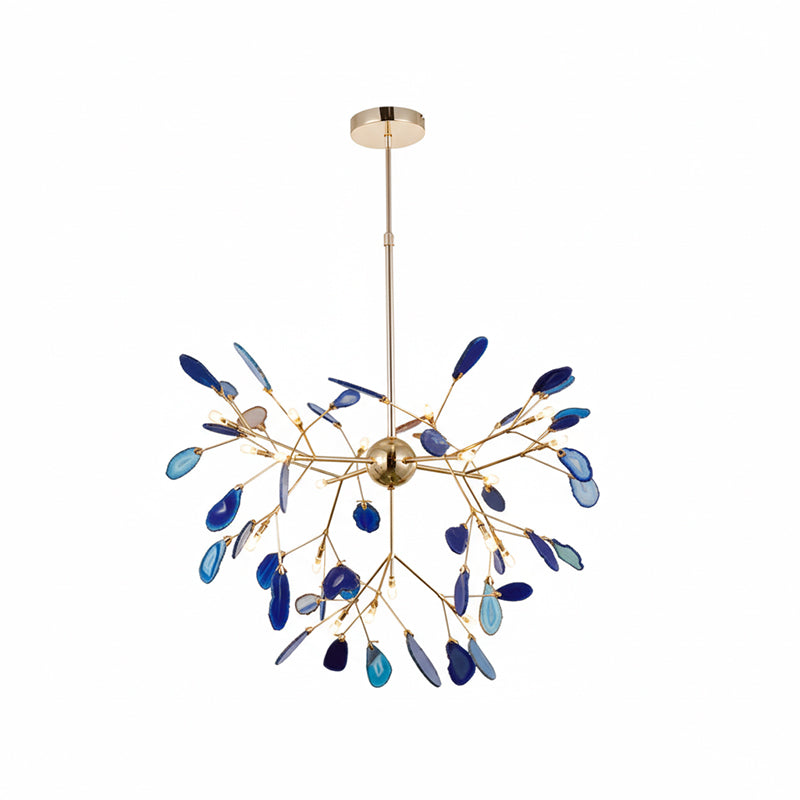 Agaat Kristal Kroonluchter met Natuursteen – Exclusieve Hanglamp voor Eetkamer, Woonkamer en Kantoor