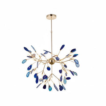 Agaat Kristal Kroonluchter met Natuursteen – Exclusieve Hanglamp voor Eetkamer, Woonkamer en Kantoor