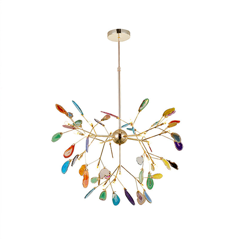 Agaat Kristal Kroonluchter met Natuursteen – Exclusieve Hanglamp voor Eetkamer, Woonkamer en Kantoor
