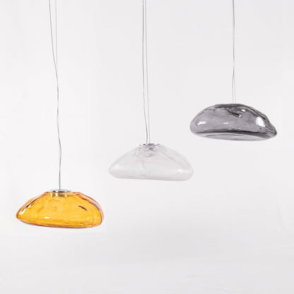 Glazen Hanglamp met Organische Textuur Transparant Rookgrijs Amber