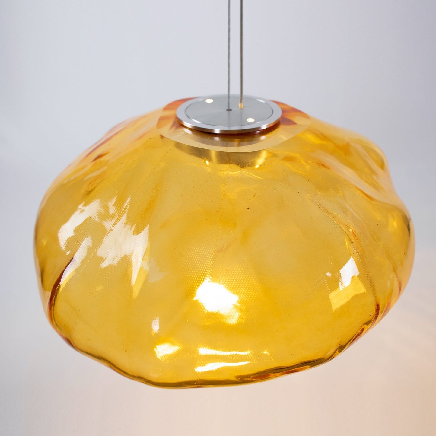 Glazen Hanglamp met Organische Textuur Transparant Rookgrijs Amber