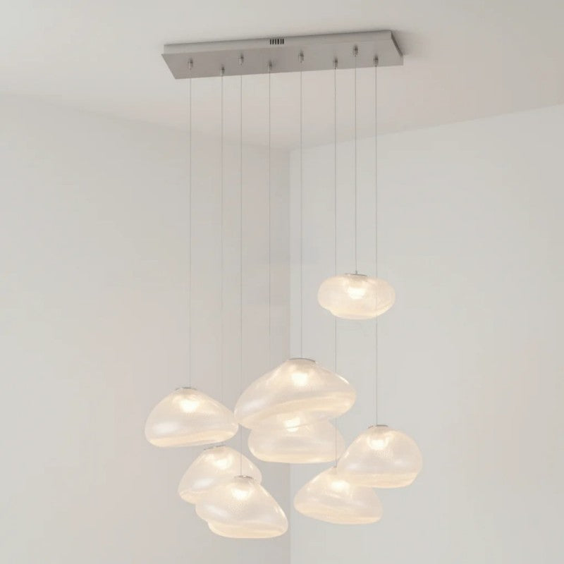 Glazen Hanglamp met Organische Textuur Transparant Rookgrijs Amber