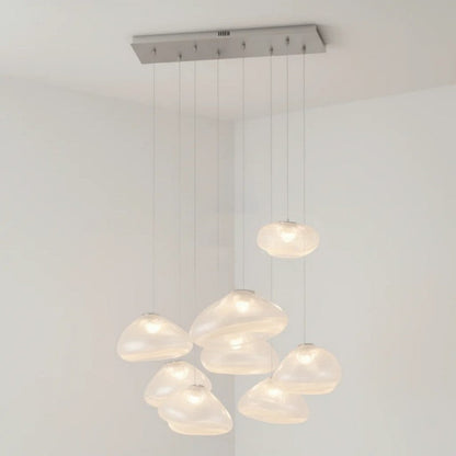 Glazen Hanglamp met Organische Textuur Transparant Rookgrijs Amber