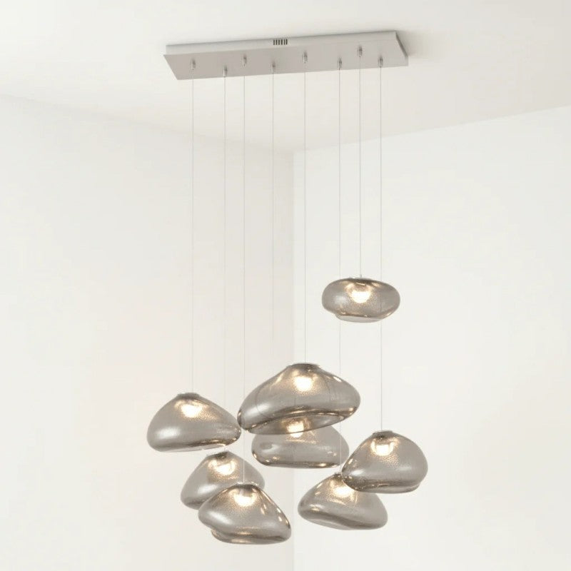 Glazen Hanglamp met Organische Textuur Transparant Rookgrijs Amber