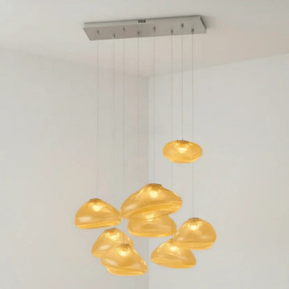 Glazen Hanglamp met Organische Textuur Transparant Rookgrijs Amber