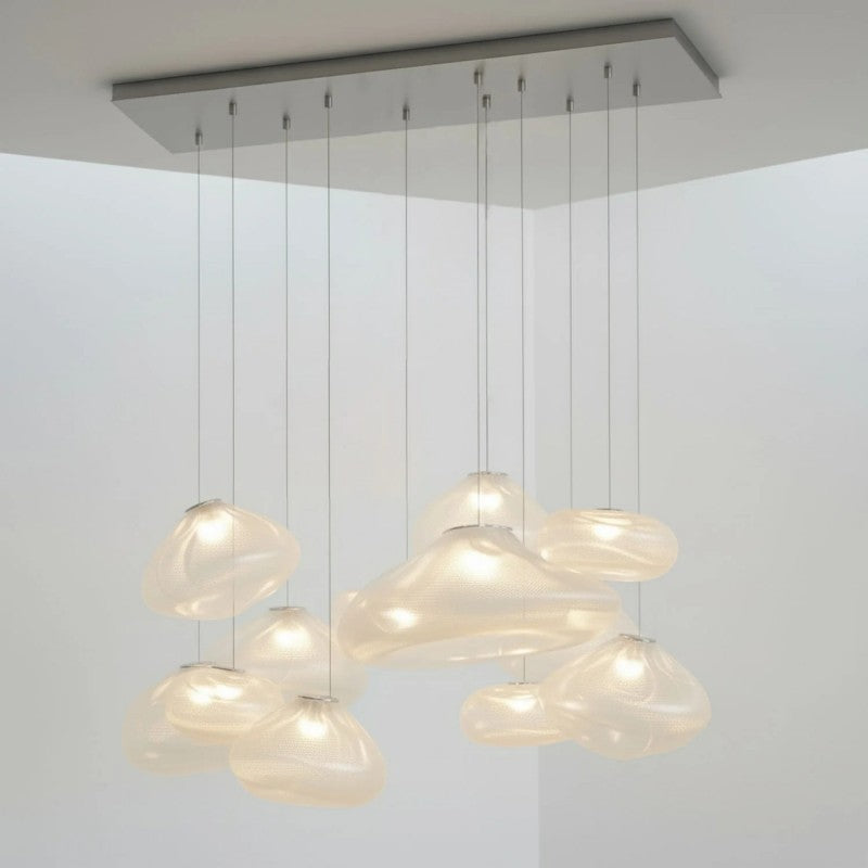 Glazen Hanglamp met Organische Textuur Transparant Rookgrijs Amber