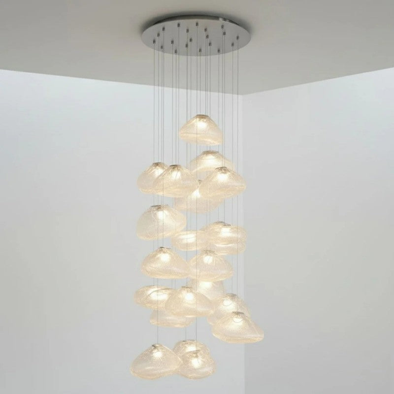 Glazen Hanglamp met Organische Textuur Transparant Rookgrijs Amber