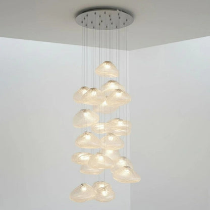 Glazen Hanglamp met Organische Textuur Transparant Rookgrijs Amber