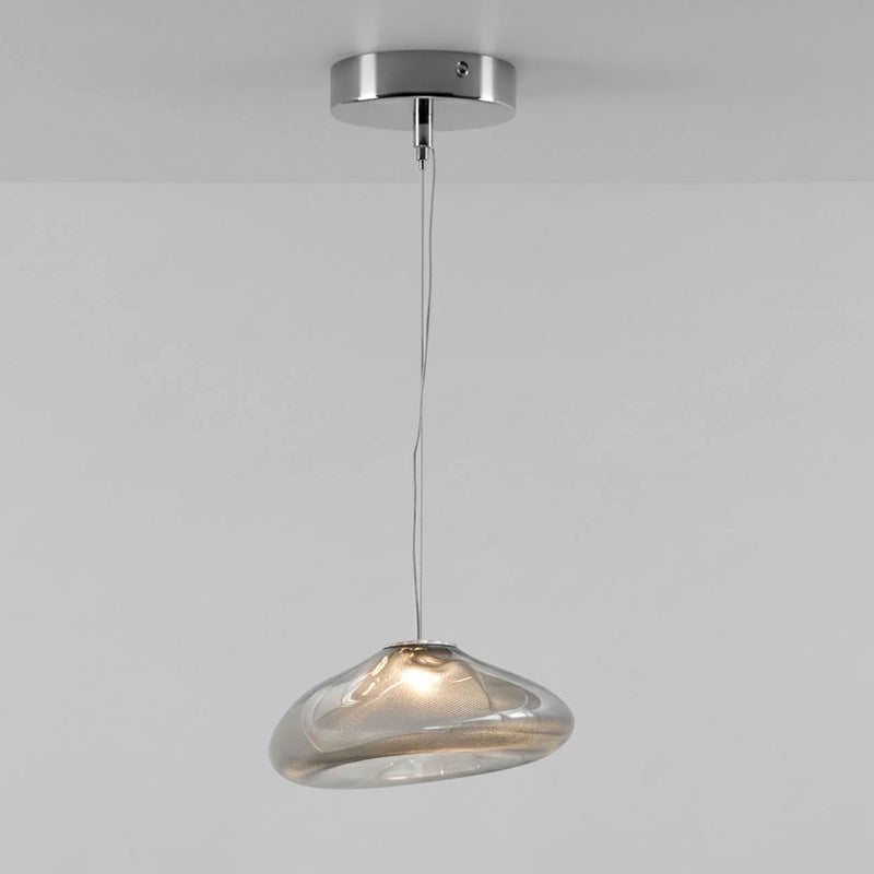 Glazen Hanglamp met Organische Textuur Transparant Rookgrijs Amber