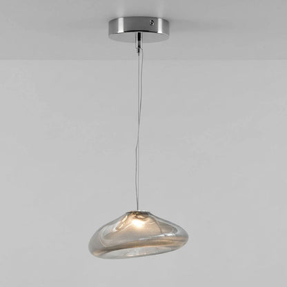 Glazen Hanglamp met Organische Textuur Transparant Rookgrijs Amber