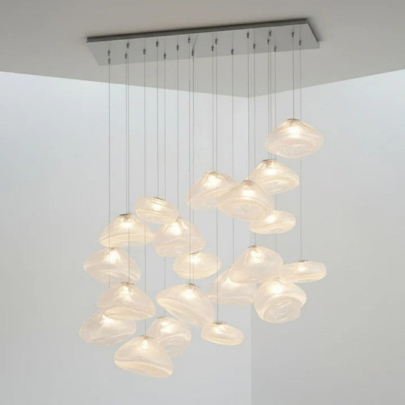 Glazen Hanglamp met Organische Textuur Transparant Rookgrijs Amber