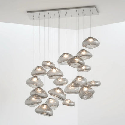 Glazen Hanglamp met Organische Textuur Transparant Rookgrijs Amber