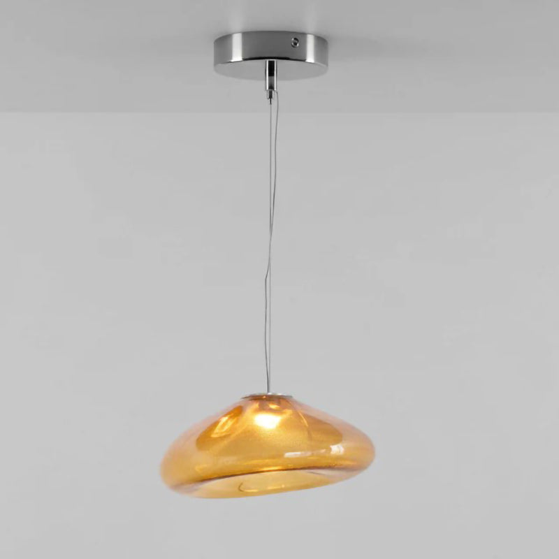 Glazen Hanglamp met Organische Textuur Transparant Rookgrijs Amber