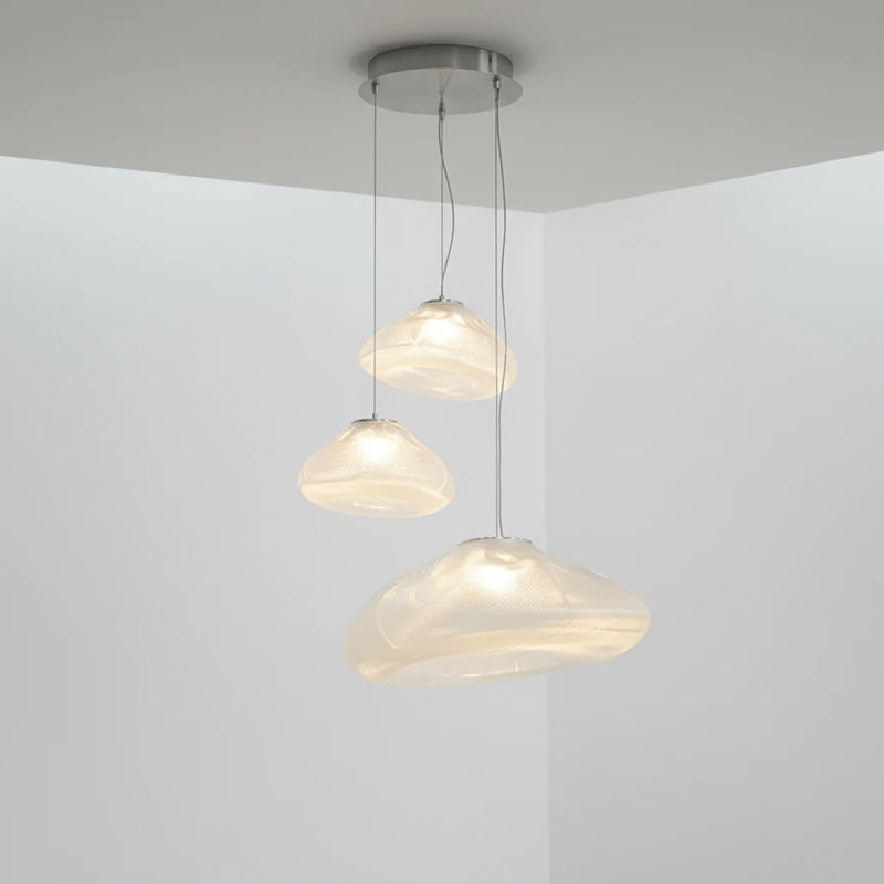 Glazen Hanglamp met Organische Textuur Transparant Rookgrijs Amber