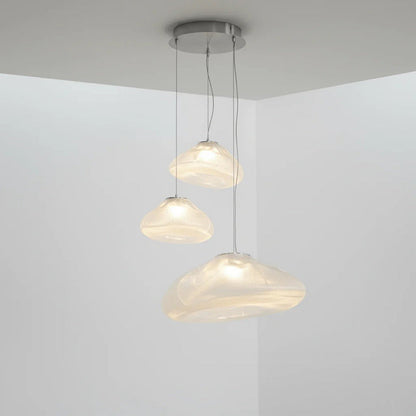 Glazen Hanglamp met Organische Textuur Transparant Rookgrijs Amber