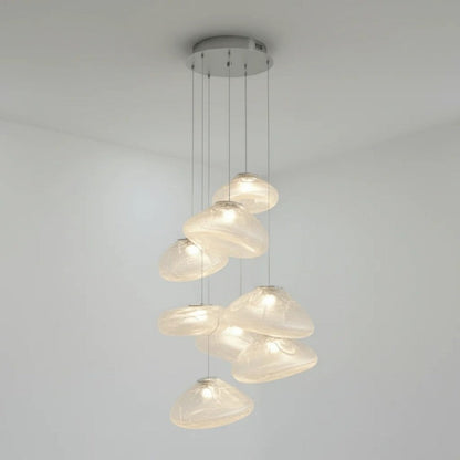 Glazen Hanglamp met Organische Textuur Transparant Rookgrijs Amber