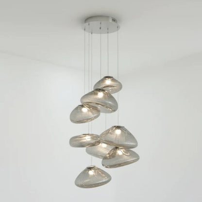 Glazen Hanglamp met Organische Textuur Transparant Rookgrijs Amber